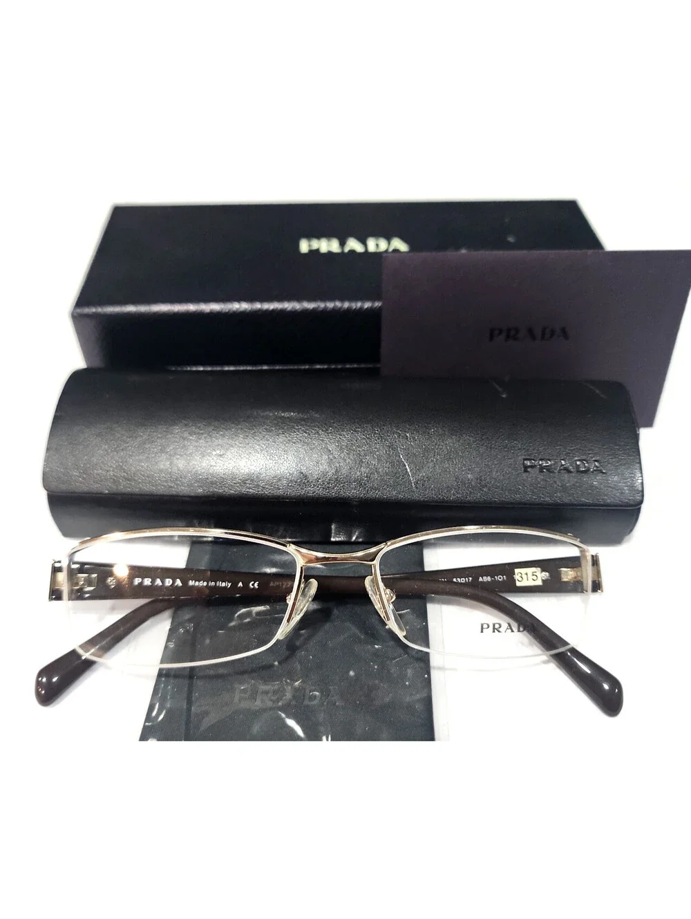 PRADA VPR53N AB6 101 Gold Brown Unisex Eyeglasses 53-17 140 Box READ